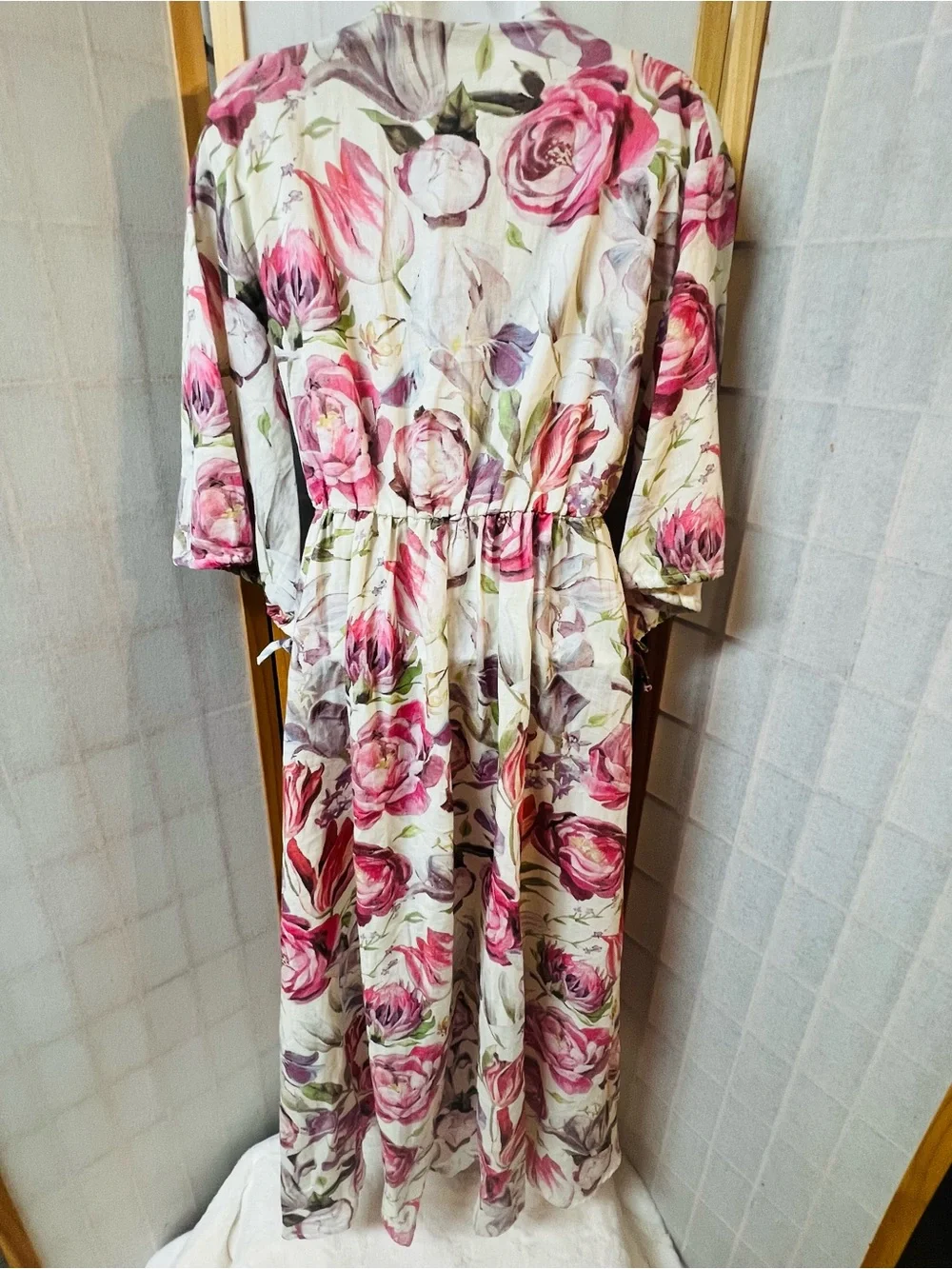 ETHNC Floral Midi‎ Dress Cottagecore Boho Tie Front Balloon Sleeve XS NWT